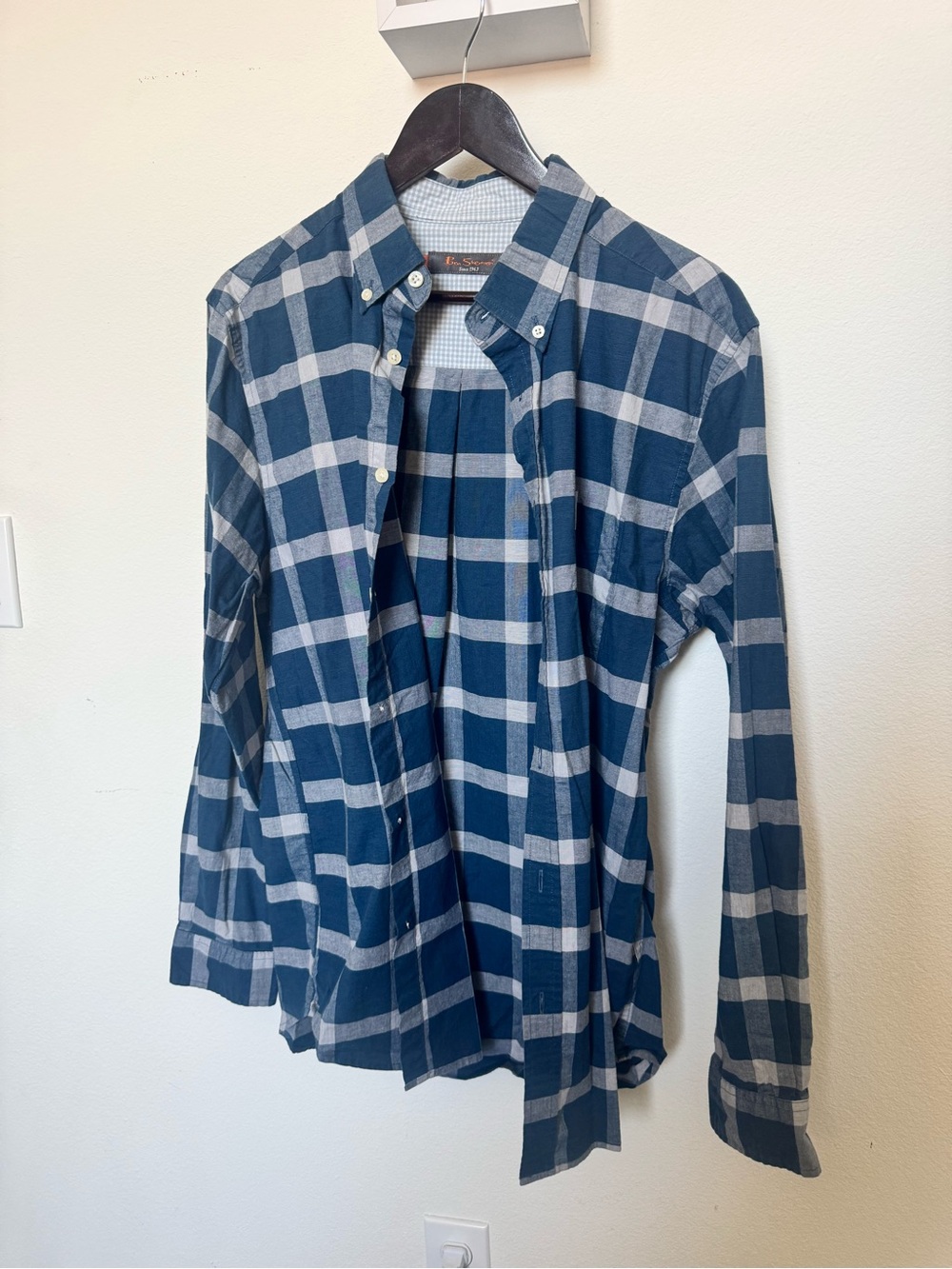 Ben Sherman Blue and White Gingham Button Shirt